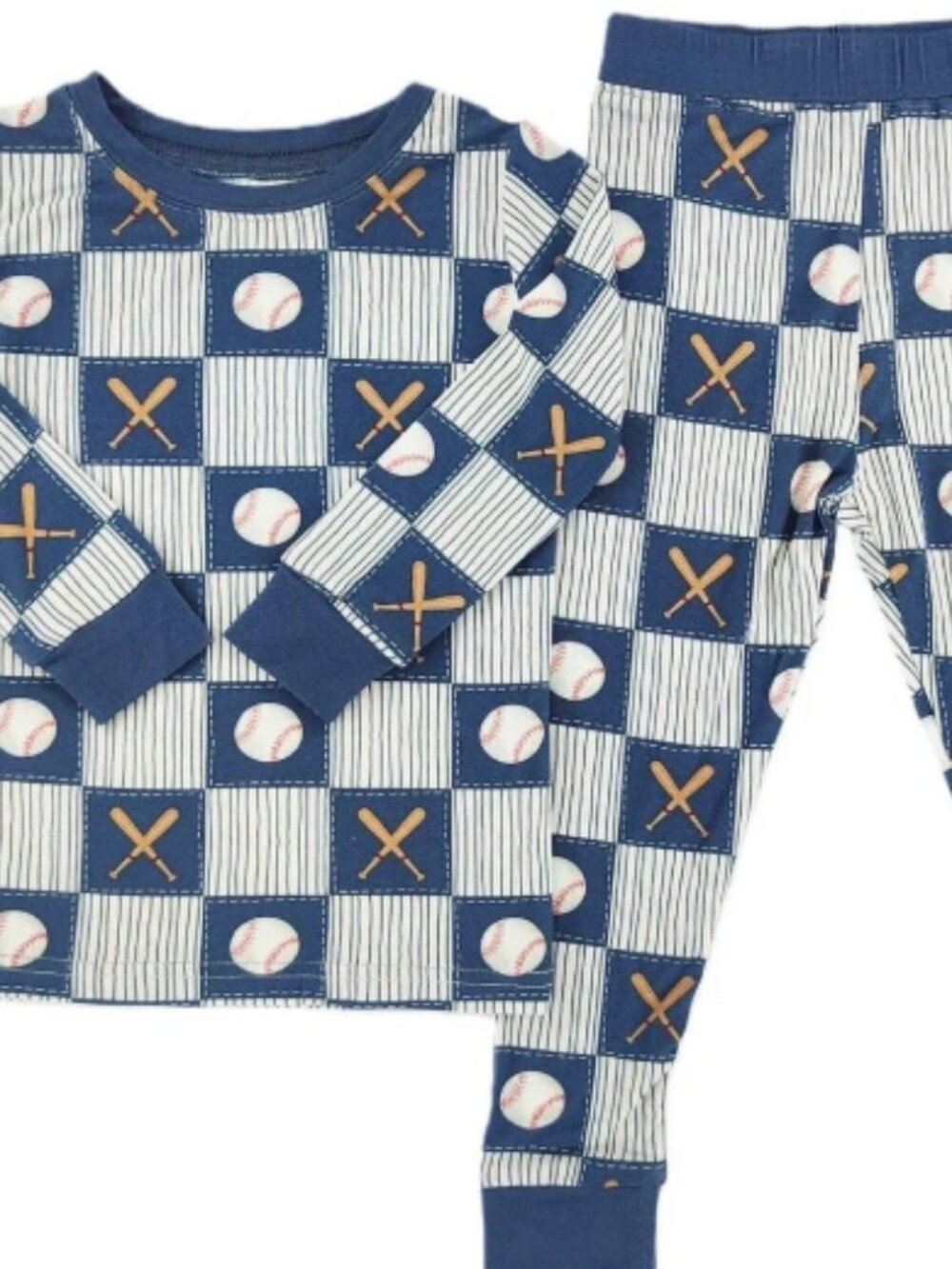 Little One Shop Baseball Patchwork  Bamboo 2 piece set  18-24M  NEW Pajamas
